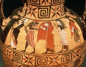 パリの審判」を描いた黒像のアンフォラ（陶製 作： Etruscan