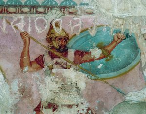 エトルリア文明、タルクィニアのアマゾネスの石棺の絵 作： Etruscan