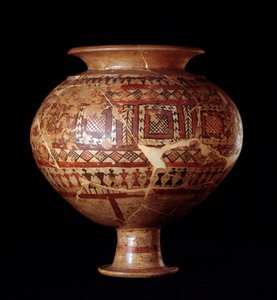 エトルリア文明：墓3からのオラの花瓶、ビゼンツィオ川のブッカッケの墓地遺跡-紀元前7世紀 作： Etruscan