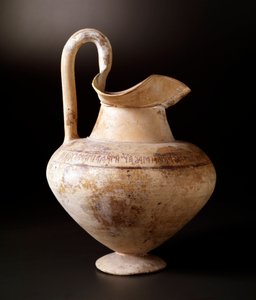 エトルリア文明：鳥の形をしたテラコッタオイノコエ、紀元前600年薄暗い23.8cmビゼンツィオ川の遺跡から