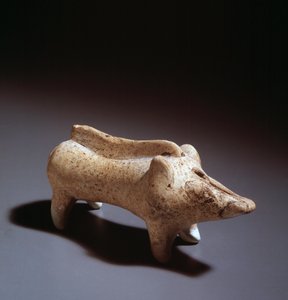 豚の形をした陶器のウンゲンタリウム、紀元前580～560年 作： Etruscan