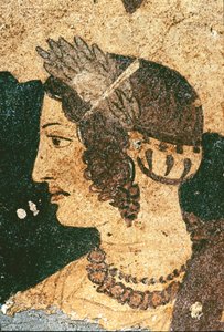 ヴェリア・スプリンナの肖像 - 詳細 - フレスコ画、紀元前4世紀 作： Etruscan