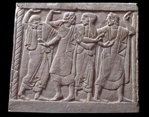 ダンスシーン、大理石の墓石のローレリーフ 作： Etruscan Etruscan