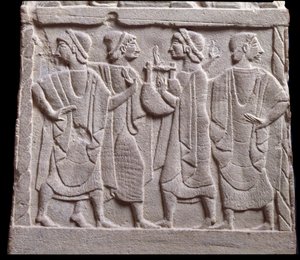 ダンスシーン、大理石の墓石のローレリーフ 作： Etruscan Etruscan