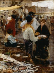 ベネチアの魚市場 作： Ettore Tito