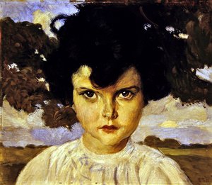 子供の肖像」（油彩・キャンバス） 作： Ettore Tito