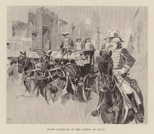イタリア女王の馬車（エングレーヴィング） 作： Ettore Tito