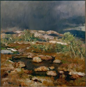 ノルウェーのハイムーアで雨が降る 作： Eugen Felix Prosper Bracht