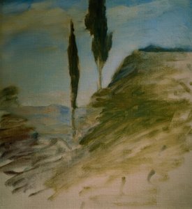 2つのヒノキ、スケッチ 作： Eugen Prinz von Schweden