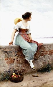 物思いにふける瞬間、1896年 作： Eugen von Blaas
