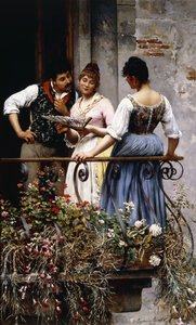 バルコニーで、1889 作： Eugen von Blaas