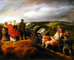 The Mail Coach（油彩・キャンバス） 作： Eugene Louis Lami