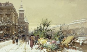フラワーマーケット;フラワーマーケット 作： Eugene Galien Laloue