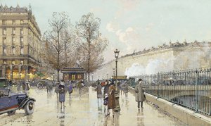 パリのペレーヌ通り 作： Eugene Galien Laloue