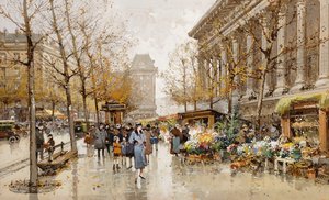 秋のパリ通り 作： Eugene Galien Laloue