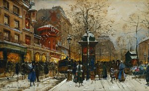 パリのムーランルージュ 作： Eugene Galien Laloue