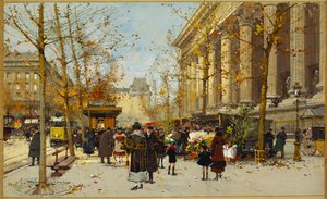 フラワーウォーク（ガッシュ） 作： Eugene Galien Laloue