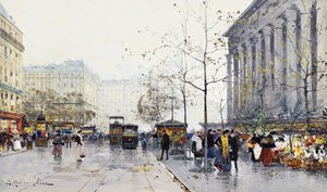 ラマドレーヌ、パリ 作： Eugene Galien Laloue