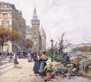 Quai aux Fleurs and Hotel 作： Eugene Galien Laloue