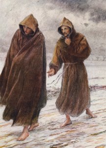 聖フランシスコ、レオ修道士に完璧な喜びのありかを説く（カラーリトグラフ） 作： Eugene (after) Burnand