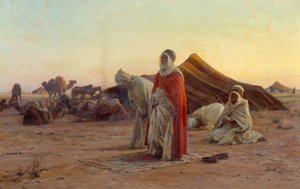 砂漠のテント 祈り詳細ウジェーヌ・アレクシス・ジラルデ（1853-1907）の絵画 19世紀 バイヨンヌ、ボナール美術館 作： Eugene Alexis Girardet
