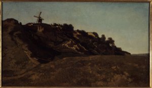 モンマルトルの眺め、1848年頃（絵画） 作： Eugene Antoine Samuel Lavieille
