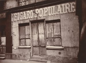 ル・フィガロ・ポピュレール、ヴィレット大通り122番地（ヴィレット大通り122番地の理髪店の正面） 作： ウジェーヌ・アジェ