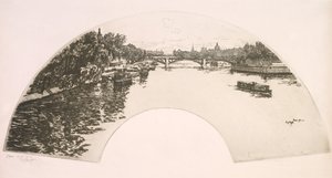 Fan, Pont Royalから見たセーヌ川 (Éventail, La Seine vue du Pont Royal) 作： Eugene Bejot