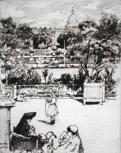 パリの公園（1903年発行の「Du Ier au XXeme: Les Arondissements de Paris...」より）（銅版画