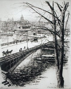 サン・ルイ橋（1903年発行の「Du Ier au XXeme: Les Arondissements de Paris...」より）（エッチング 作： Eugene Bejot