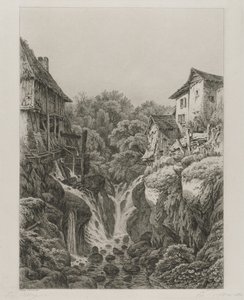 1856年、エクスレバン近くのグレシーのミルと滝。 作： Eugene Bléry