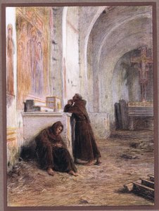 1919年、廃墟となった教会で飢餓に苦しむ修道士ジャイルズとその仲間 作： Eugene Burnand