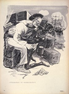 文明と梅毒、p。 LAssiette Au Beurre、パブからGrandjouanによって刻まれた1863。 1月10日1903 作： Eugene Cadel