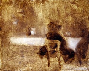 後ろから見た女の子（油彩・パネル） 作： Eugène Carrière