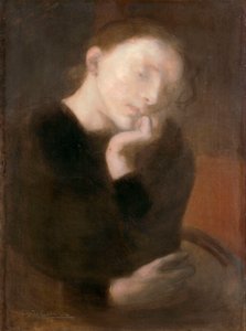 Meditation par Carriere, Eugene (1849-1906), ca 1892 - Oil on canvas, 65,5x48,7 - 大原美術館、倉敷 作： Eugène Carrière