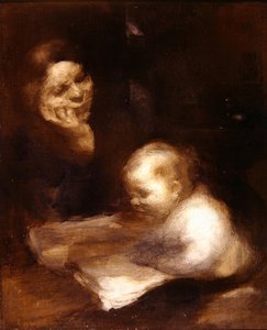 読書する母と子（油彩・キャンバス） 作： Eugène Carrière