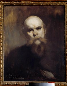 フランスの詩人ポール・ヴェルレーヌ（1844-1896）の肖像 ウジェーヌ・カリエール（1849-1906）の絵画 1891年 日0.61 x 0.51 m パリ、オルセー美術館 作： Eugène Carrière