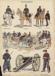 フランス陸軍の大砲（カラーリトグラフ 作： Eugene Chaperon