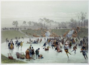 EugeneGuerardによるBoisdeBoulogneリトグラフのスケーター 作： Eugene Charles Francois Guerard