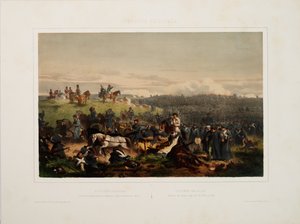 1854年9月20日。1855年のアルマの戦いの後のロシア軍の後退。 作： Eugene Charles Francois Guerard