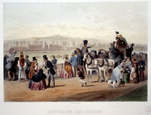 ブーローニュの森の競馬場の風景 リトグラフ ユージン・ゲラール（1821-1866） 19世紀パリ、カルナヴァレ美術館