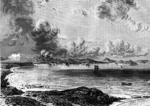 タウポ湖、北島、ニュージーランド、1886年。 作： Eugene Ciceri