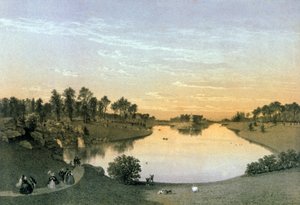 ブーローニュの湖、1860年頃（エングレーヴィング） 作： Eugene Ciceri