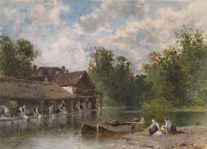 レラヴァンディエールウォッシャーウーマン、1870年-1880年。 作： Eugene Ciceri