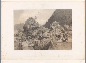 マルティニーとシャモニーの間のテテ ノワールの峠を越えた旅行者 Passage de la Tête Noire (オブジェクトのタイトル) スイスとサヴォイアの顔（連載タイトル） La Suisse et la Savoie (オブジェクトのシリーズ タイトル) 作： Eugene Ciceri