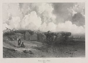 古代フランスの絵のようにロマンチックな旅: ブルターニュ: パルク アル コルメンのドルメン 作： Eugene Ciceri