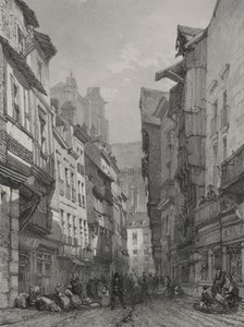 古代フランスの絵のようにロマンチックな旅。 ブルターニュ: ナントのメインの古い通り 作： Eugene Ciceri