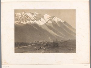 モンブランのふもとにあるシャモニーの景色 Le Mont Blanc et Chamonix (オブジェクトのタイトル) La Suisse et la Savoie (シリーズタイトル) スイスとサヴォイでの見解 (オブジェクトに関するシリーズ タイトル) 作： Eugene Ciceri