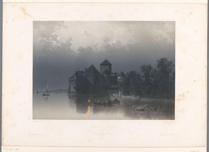 ジュネーブ湖のシヨン城の眺め Château de Chillon (オブジェクトのタイトル) スイスとサヴォイアの顔（連載タイトル） La Suisse et la Savoie (オブジェクトのシリーズ タイトル) 作： Eugene Ciceri
