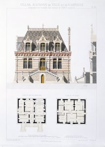 1864年頃のパリのモダンハウスを基にしたタウンハウスとカントリーハウスのデザイン 作： Eugene Cordier